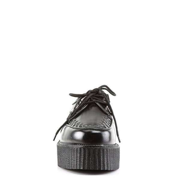 Demonia Men's Creeper-402 Platform Creeper Shoes - Black Leather D5148-73US Clearance